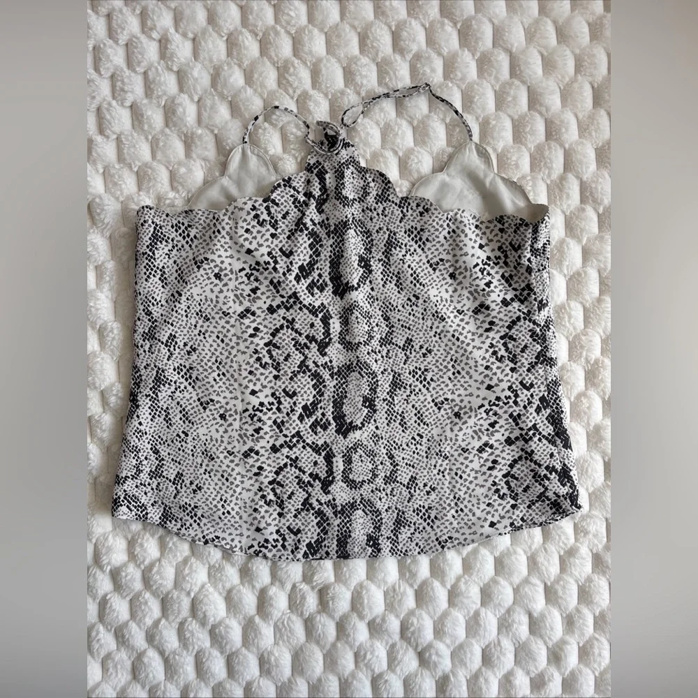 J. Crew Women’s 14 White Snakeskin Print Sleeveless Cami Tank Top Adjustable - Picture 2 of 12